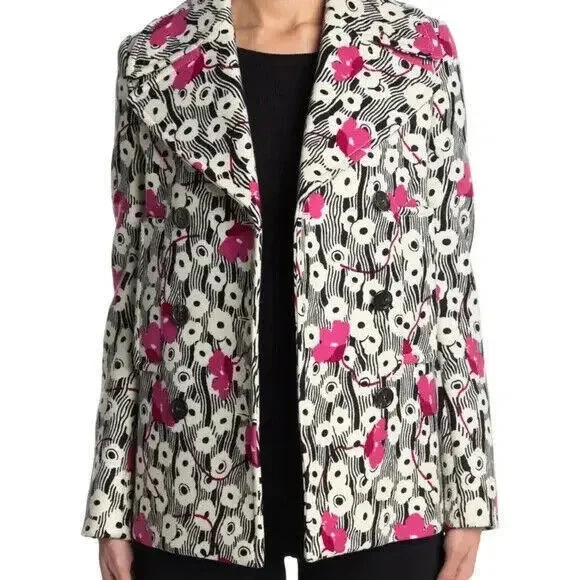 NEW Valentino Caban Printed Wool Blend Blazer Jacket - SZ 40 #DC267